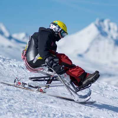 Skier using a Bi-ski